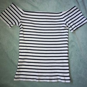 H&M Off The Shoulder Black And White Stripes Shirt